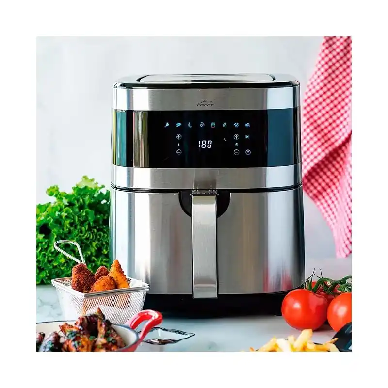 Envío Internacional Freidora Sin Aceite Ecofry, Recetario Exclusivo en 3 Idiomas, Pantalla Táctil, 8 Programas, 1700 W, Capacidad 5,5L