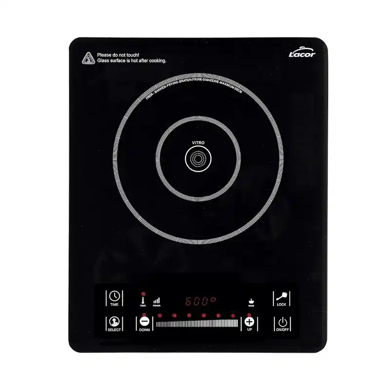 Placa vitrocerámica inducción No encastrable, Potencia 2000W, con 8 niveles de potencia, Medidas 30x37x4,5cm, Color Negro Más Vendido