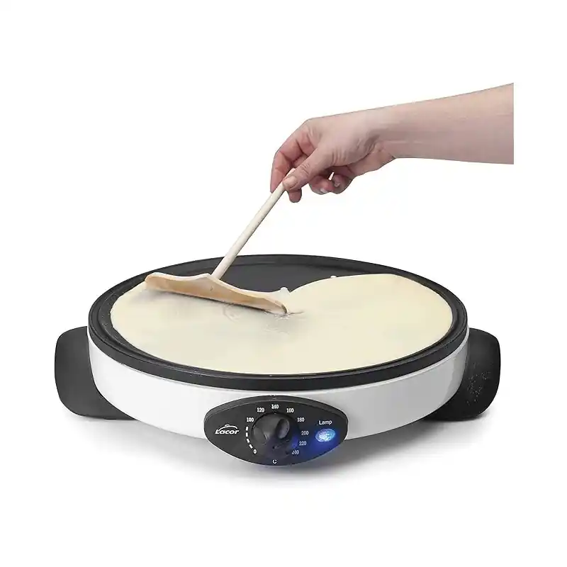 Crepera aluminio antiadherente 30 cm, Potencia 1000W, blanco Mejor Precio
