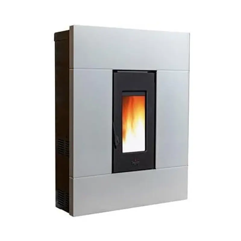 Estufa de pellets Pegaso Tabla 7,7 KW. Eficiencia y diseño superior con una superficie calefactable, Color Blanco Exclusivo