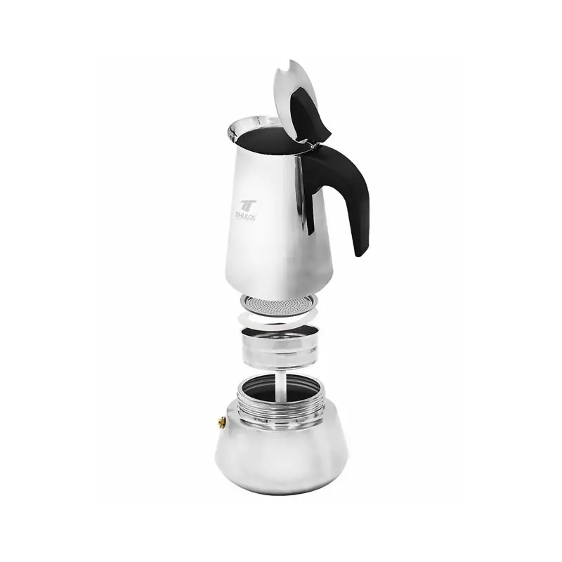 Tendencia Cafetera 4 tazas Thulos, acabado en acero inoxidable.