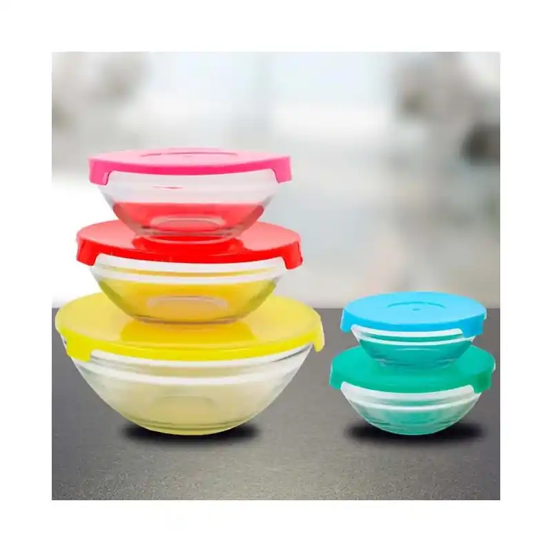 Set de 5 recipientes de cristal con 5 tapaderas Thulos. Precio Bajo