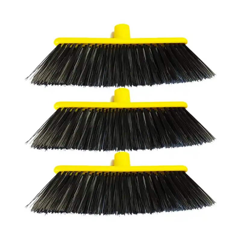 Alta Calidad 3 x Escoba Especial Jardin para Barrer Cesped Artificial, Moquetas y Exteriores, 33x15,5x11 cm, Amarillo