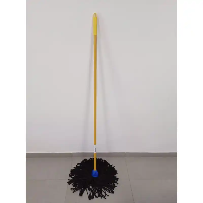 Fregona Microfibra MAX Pro de Hilo Negro + Palo amarillo 140 cm, Rosca Universal, No Ralla el Suelo, Suelos Lisos No Rugosos Original