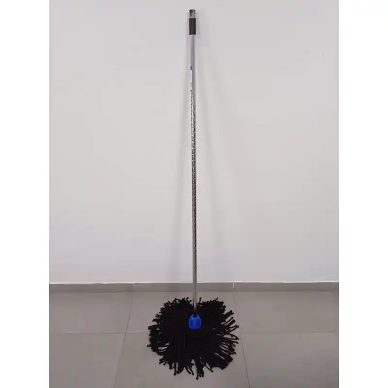 Oferta Fregona Microfibra MAX Pro de Hilo Negro + Palo Diamante 140 cm, Rosca Universal, No Ralla el Suelo, Suelos Lisos No Rugosos
