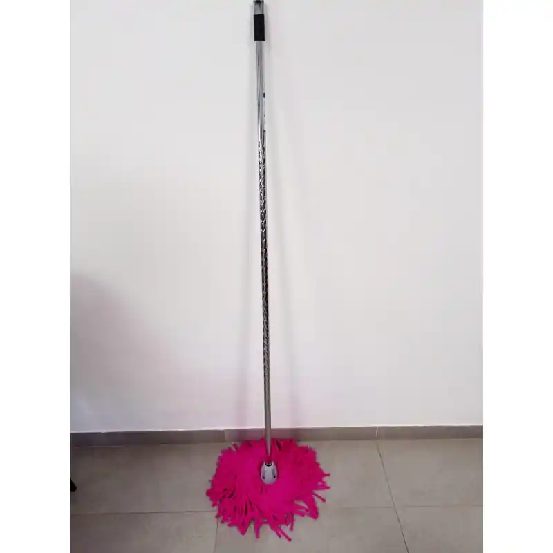 Últimas Unidades Fregona Microfibra MAX Pro de Hilo Rosa + Palo Diamante 140 cm, Rosca Universal, No Ralla el Suelo, Suelos Lisos No Rugosos