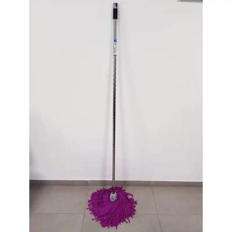 De Moda Fregona Microfibra MAX Pro de Hilo Morado + Palo Diamante 140 cm, Rosca Universal, No Ralla el Suelo, Suelos Lisos No Rugosos