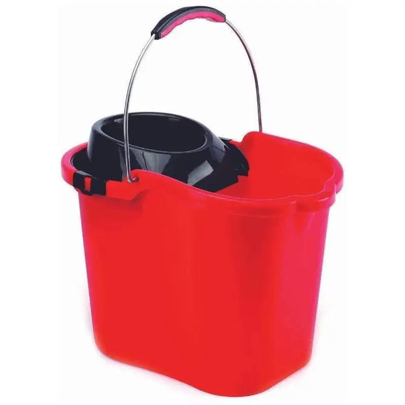 Cubo Fregona Professional Resistente Ovalado 16 litros con Escurridor y Asa Anatómica, rojo Precio Rebajado