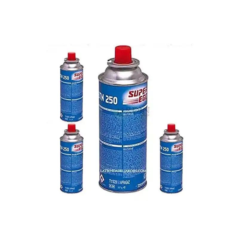 Original Pack 4 Cartuchos de Gas Butano SuperEgo 220g para Hornillos Quemadores, Cartucho de Gas para Camping 250, Bombonas