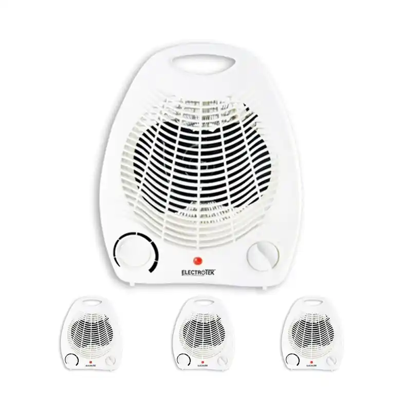 Premium Pack 4 Calefactores Eléctricos ET-TV06, 2 Niveles de Calor y Modo Aire Frío, 1000W-2000W, Blanco