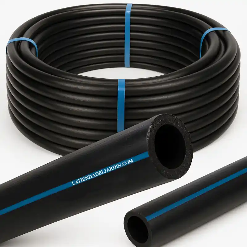 Original Tuberia agua potable 63mm 6 bar 50m | Tuberia 63 mm PE40 Alimentaria baja densidad | Tuberia Polietileno banda azul AENOR