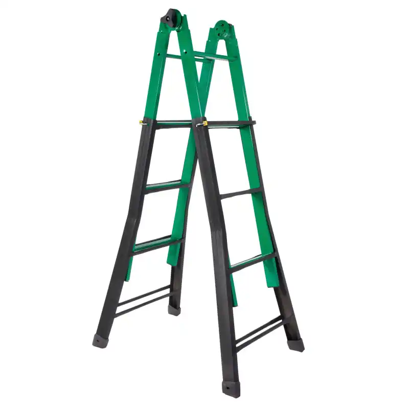Escalera metálica multiposición telescópica 7+7 peldaños Litan. Altura máxima de trabajo 3,7 m Nuevo Modelo