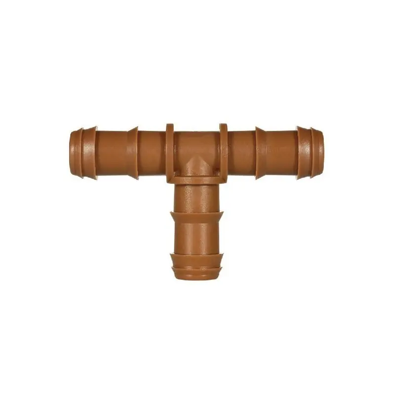 Te Riego por Goteo 16mm | Te conector tuberia 16 mm | Te Goteo para Manguera de Riego 16mm marrón Barato