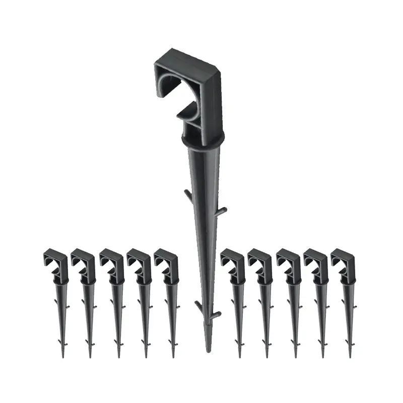 A Buen Precio Pack 10 Piquetas estacas de sujeción para tubería de goteo 16mm, negro | Impide que la tubería se levante