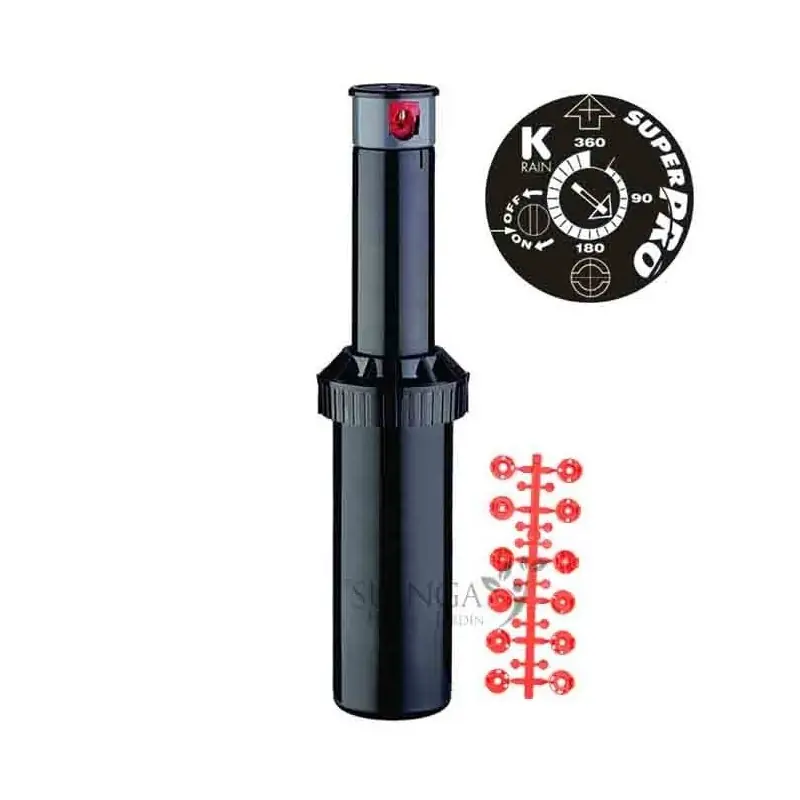 Profesional Aspersor de Riego KRain Superpro 3/4'' | Alcance 7,90 a 14,9m | Aspersor de Turbina de Ángulo Ajustable | Control de Caudal