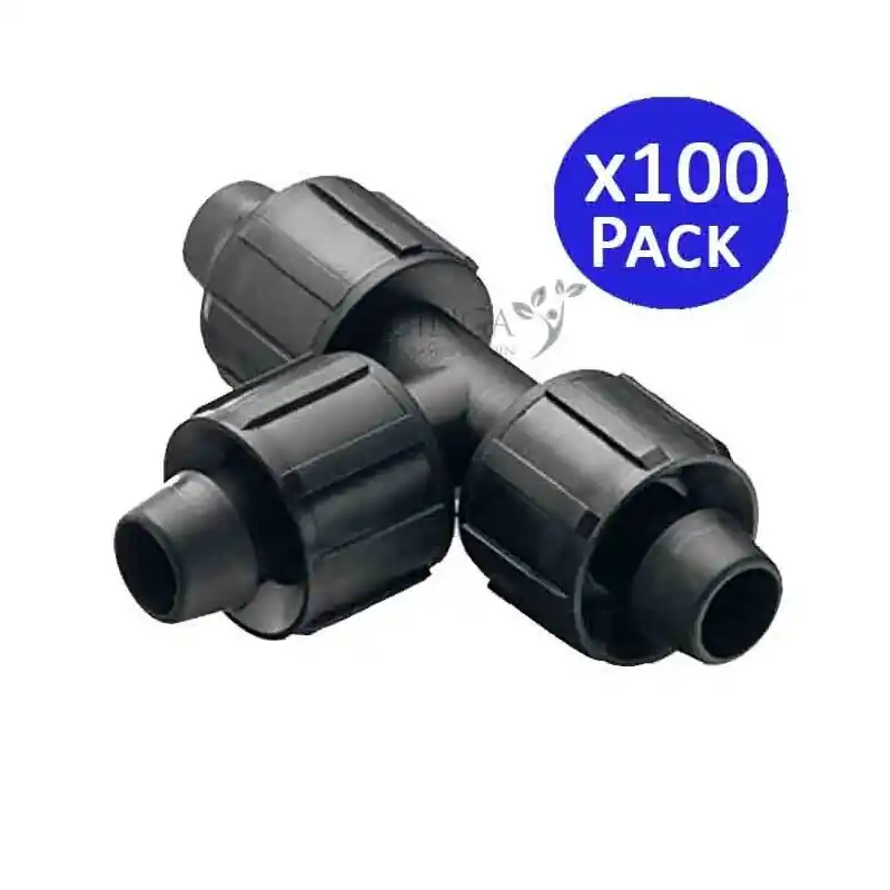 Máxima Calidad Pack 100 Te Cinta de Riego Goteo 16mm | Conector en T para Sistemas de Riego