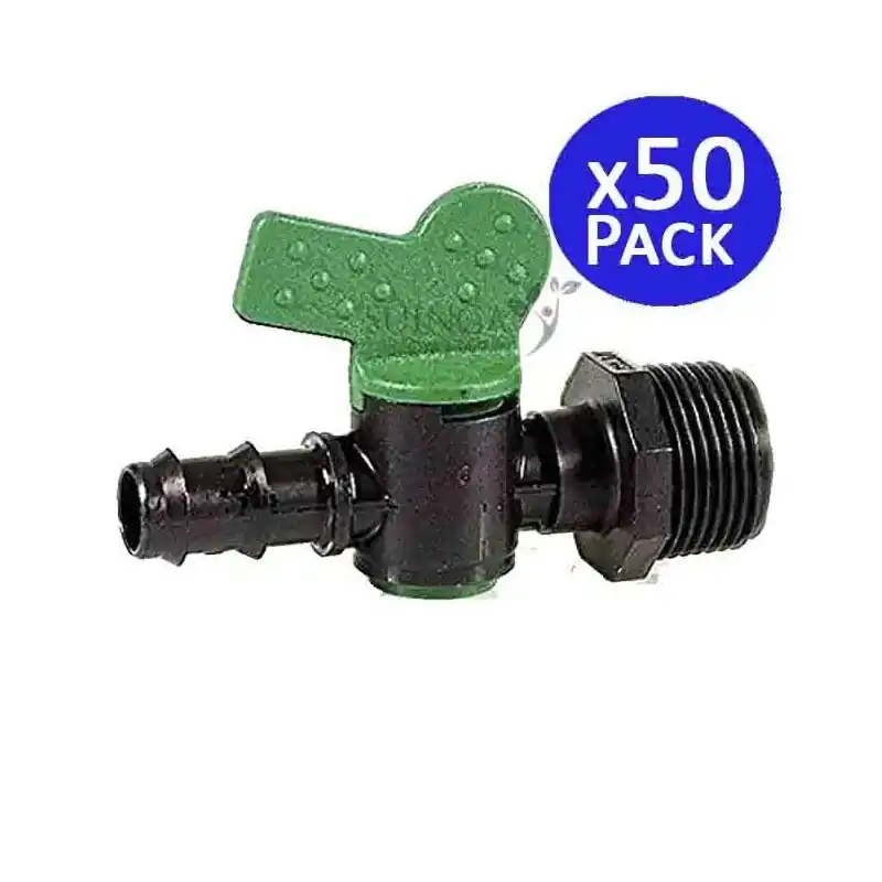 Popular Pack 50 Llave de Paso Riego Goteo 16mm x 1/2'' | Válvula de Paso para Riego por Goteo