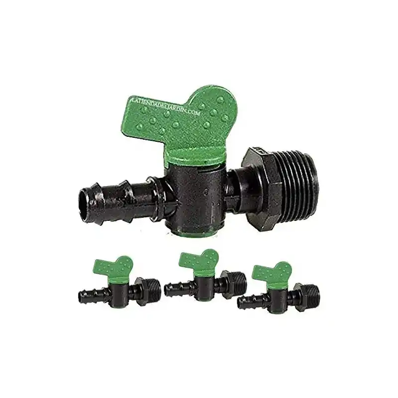 Envío Gratis Pack 50 Llaves 20mm x 1/2'' Rosca Macho | Válvula para riego por Goteo Utilizada para conectar Tubo 16mm a Rosca Macho
