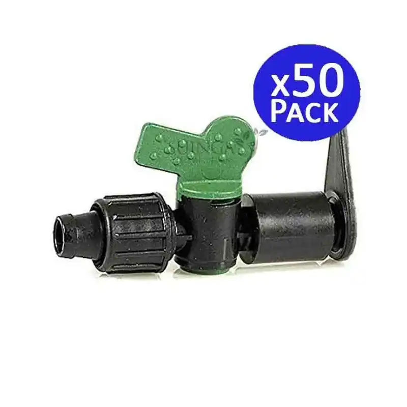 Pack 50 Llave de Paso Layflat a Cinta de Goteo 16mm | Conector para Riego por Goteo Económico