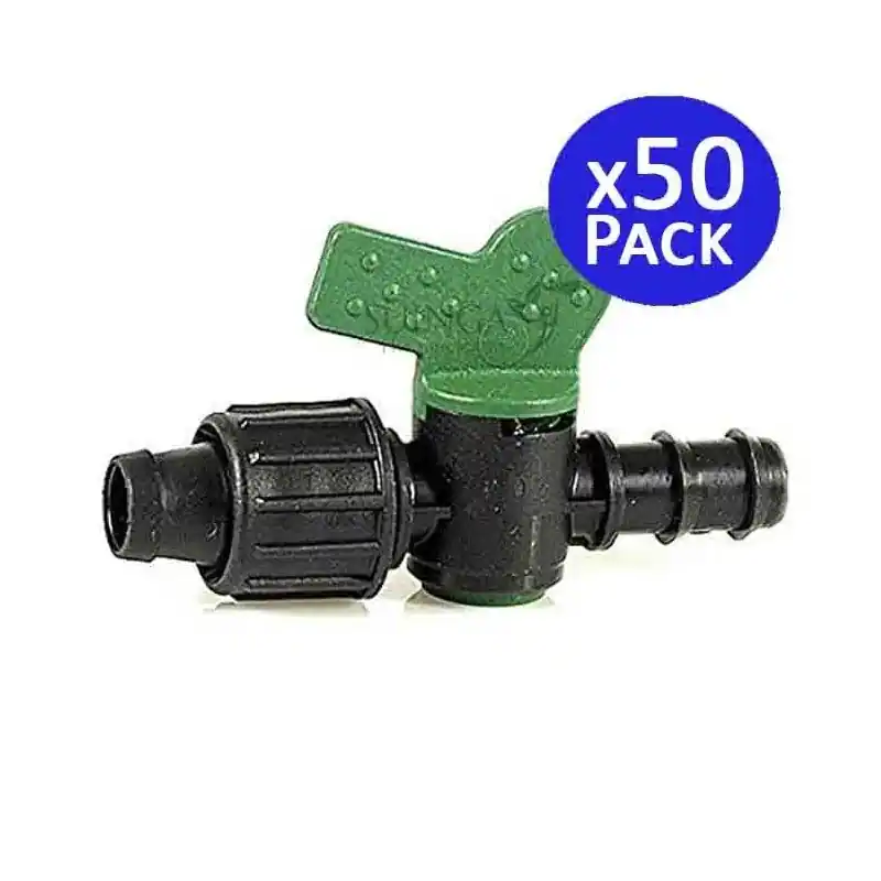 Garantía Incluida Pack 50 Llave de Paso Cinta Riego Goteo 16mm a Tubo Goteo 16mm | Adaptador para Riego