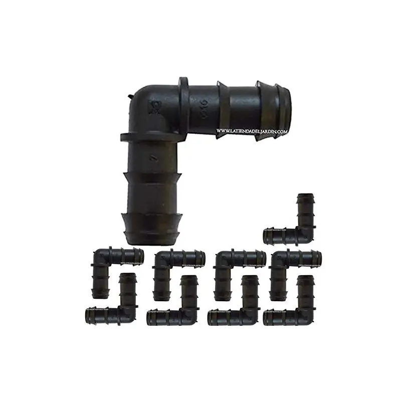 Pack 10 Codo Riego por Goteo 16mm | Codo conector tuberia 16 mm | Codo Goteo para Manguera de Riego 16mm negro Edición Limitada