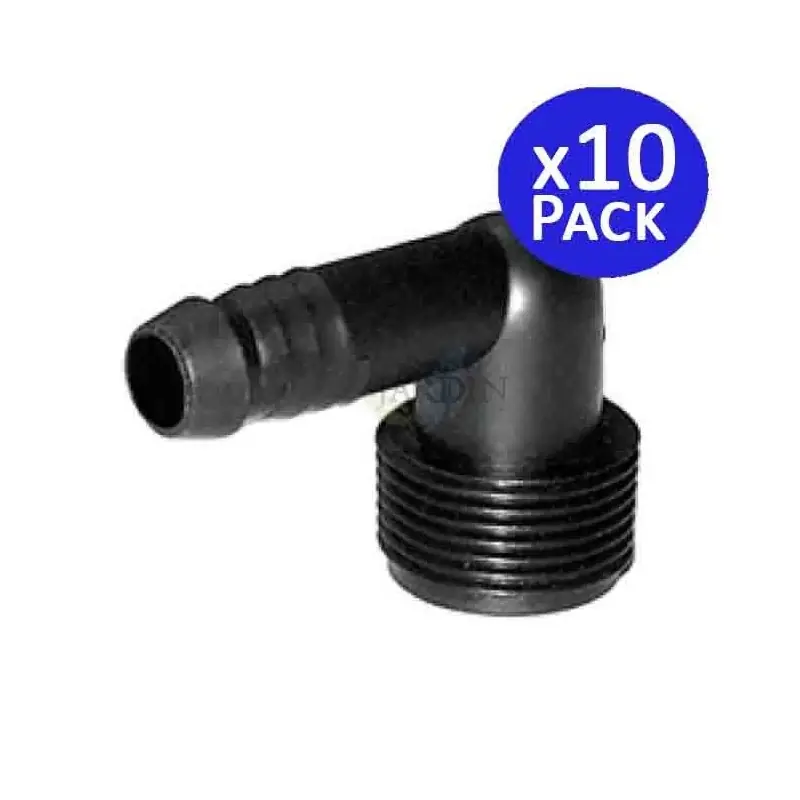 Pack 10 Codos Estriados a Presión 16mm x 3/4'' Macho para Tubería Rain Bird SPX Flex Envío Inmediato