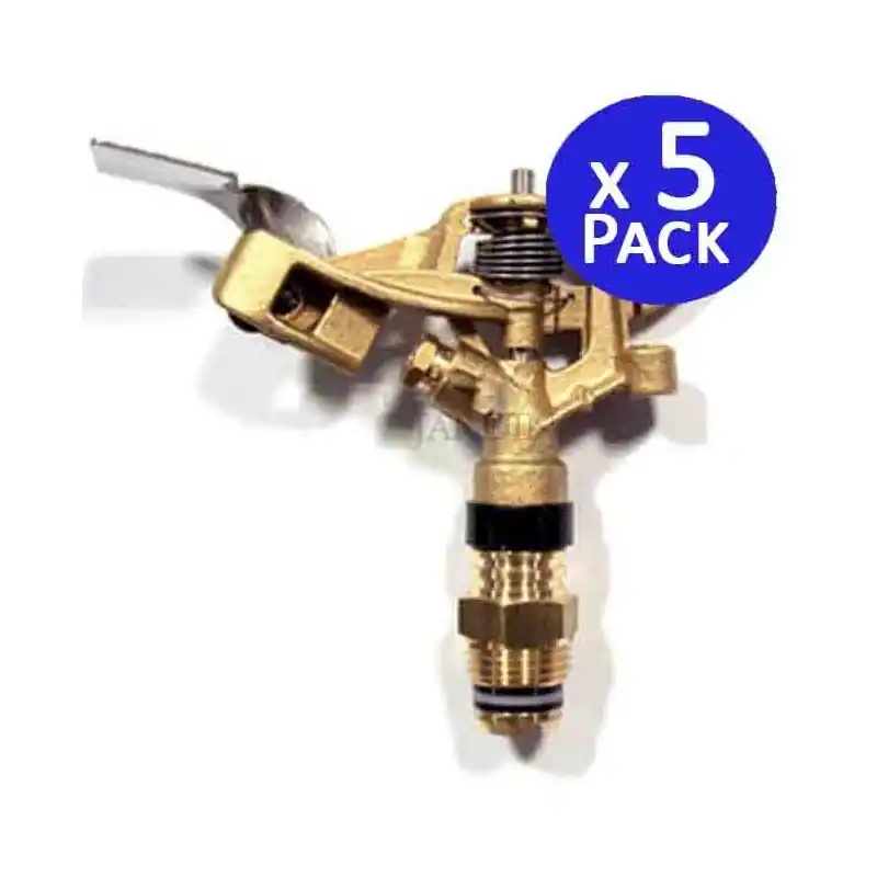 Oferta Especial Pack 5 Aspersores Latón Circular 28º 1/2", Alcance 9 a 14 m, Riego Profesional