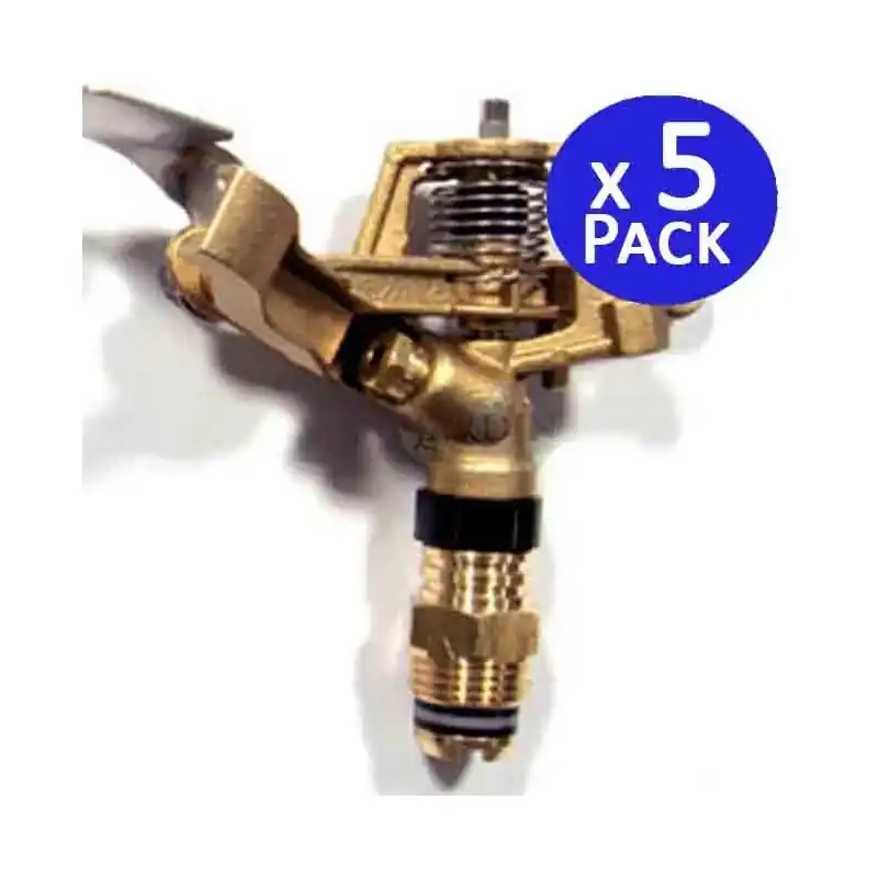 Envío Internacional Pack 5 Aspersores Latón Circular 24º 1/2", Alcance 9 a 14 m, Riego Profesional
