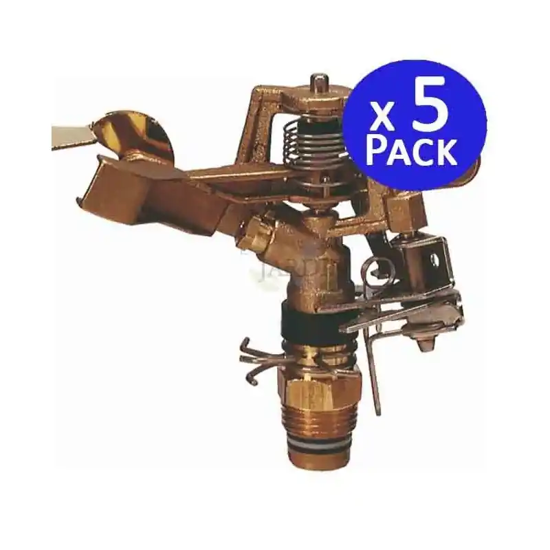 Pack 5 Aspersores Latón Sectorial 24º 1/2", Alcance 9 a 14 m, Riego Profesional Devolución Gratuita