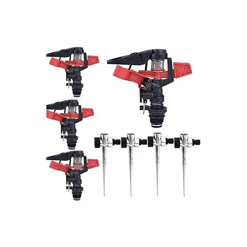 Original Pack 4 Aspersor de Riego Agricola Regulable con pincho | Aspersor Circular y Sectorial 1/2'' | Aspersor de Césped 8 a 13 m
