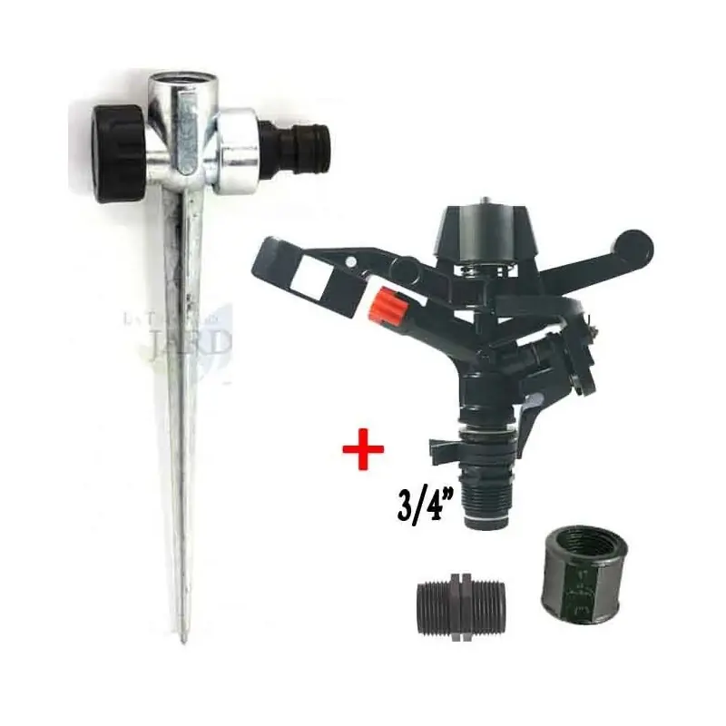Garantía Incluida Aspersor de riego Agricola 3/4'' | Aspersores de riego cesped 13 a 18 m con Soporte | Aspersor jardin Angulo Ajustable 0 a 360º