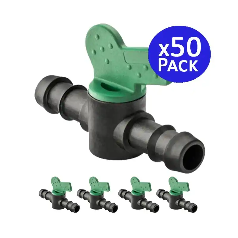 Gran Oferta Pack 50 Llave 16mm Riego | Llave goteo 16 mm | Llave de paso Riego 16 mm | Valvula riego por goteo 16mm | Valvula tuberia 16mm