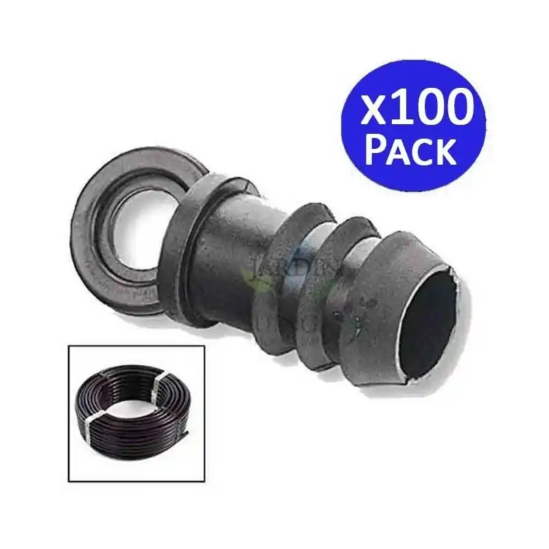 Pack 100 Tapón Riego por Goteo 16mm | Tapón tuberia 16 mm | Tapon Goteo para Manguera de Riego 16mm negro Ordena Ya