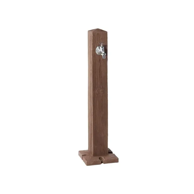 Precio Rebajado Fuente de Jardín Graf Woody Imitación Madera Oscura con Grifo - Altura 100 cm, Diseño Elegante