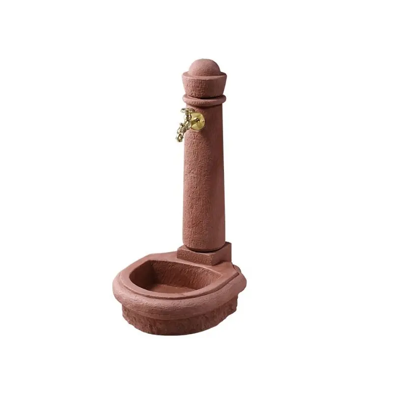 Fuente de Jardín Piedra Venezia Rojizo Imitación Piedra Natural - Altura 90 cm, Ancho 44 cm, Fondo 52 cm Entrega Rápida