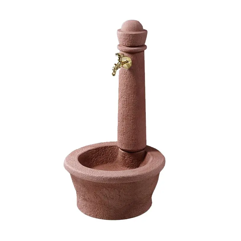 Nueva Colección Fuente de Jardín Piedra Roma Rojizo Imitación Piedra Natural - Altura 100 cm, Ancho 54 cm, Fondo 58 cm