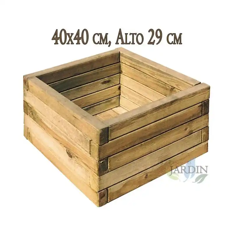Macetero cuadrado de madera 40x40 cm, alto 29 cm, ideal para decoración de jardín y plantas Lujoso