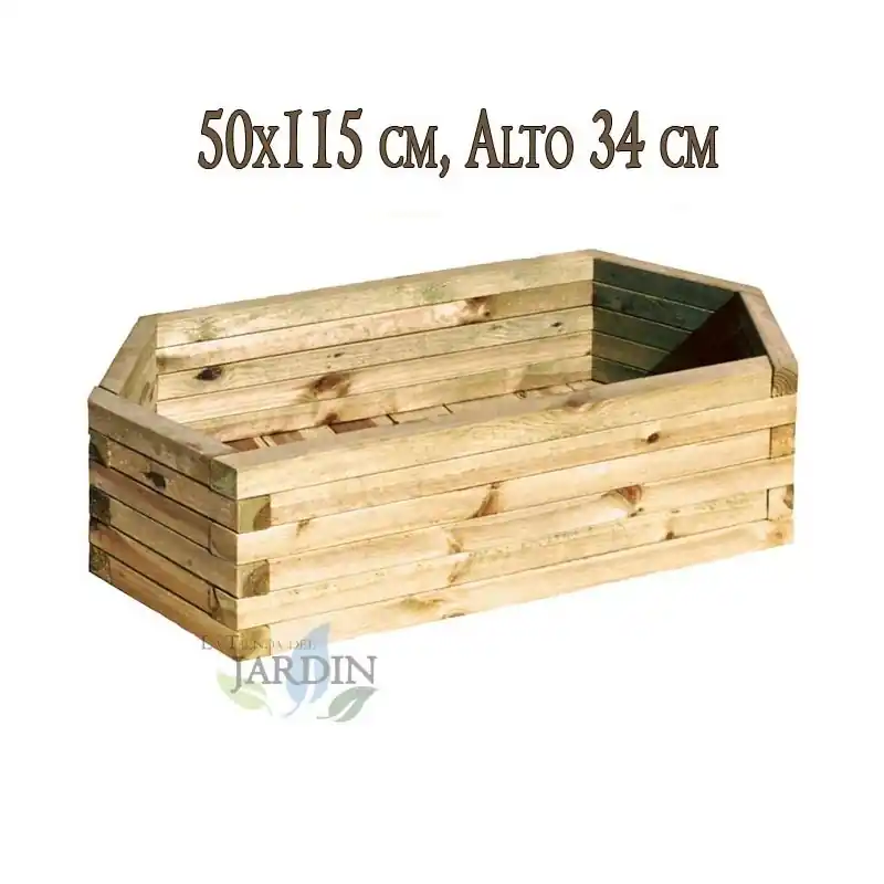 Mejor Calidad Macetero de madera 50x115 cm, alto 34 cm, resistente y elegante para exteriores y jardines
