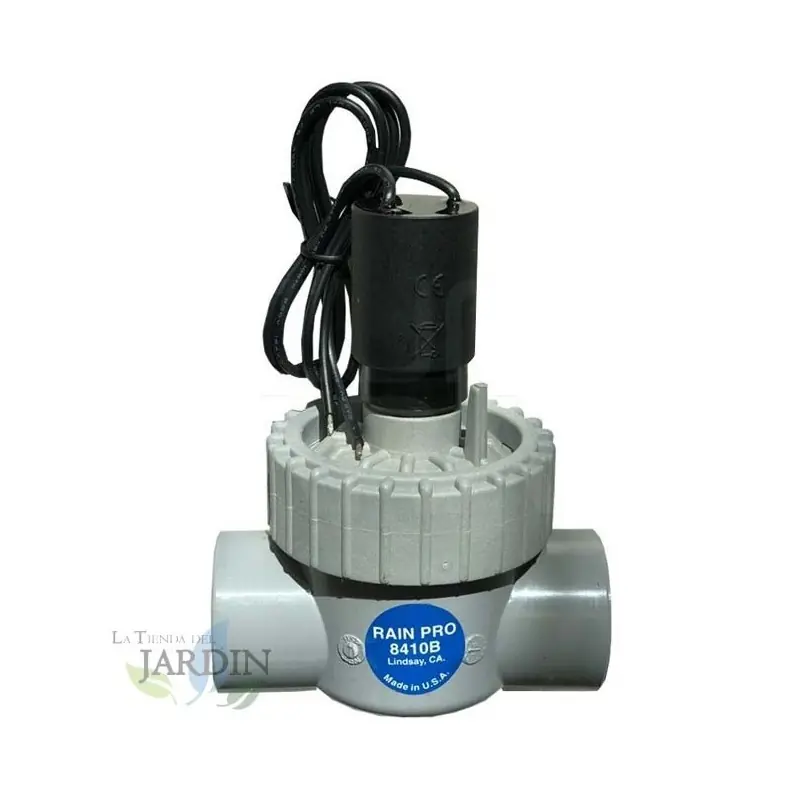 Electroválvula de riego 24V RainPro PVC 1'' tapa roscada. Funciona con programadores de riego eléctricos Popular