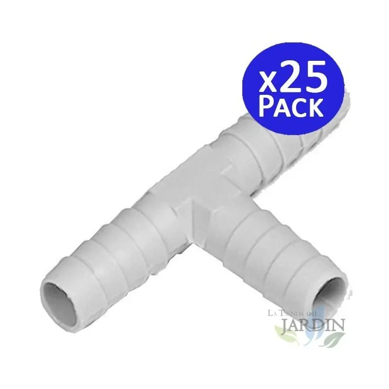Pack 25 Té 10 mm para tubería flexible ideales para conexiones en sistemas de riego y agua Original