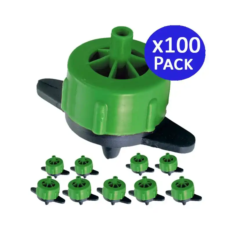 Envío Gratis Pack 100 Gotero Autocompensante 2 Litros | Goteros desmontables para Riego, Plantas, Macetas, Microtubo y Tuberia 16mm