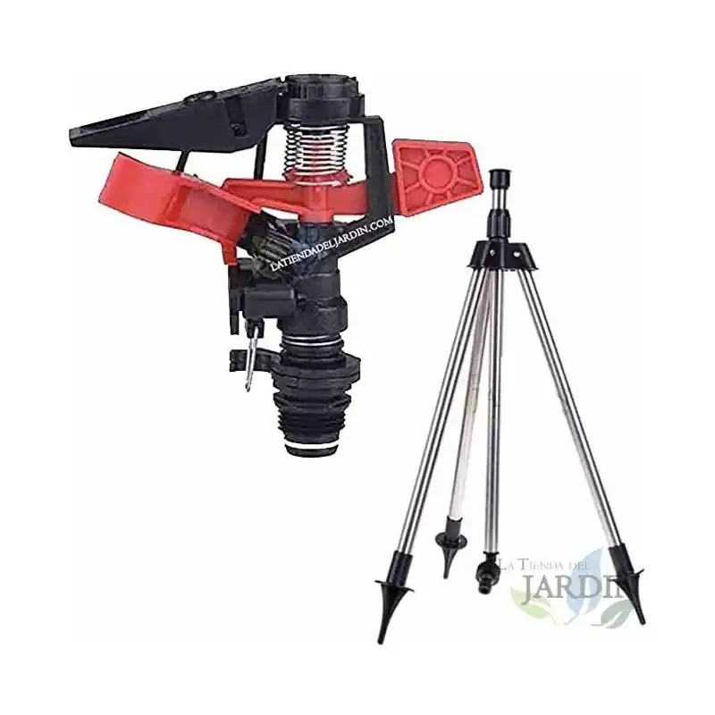 Aspersor de Riego Agricola Regulable | Aspersor Sectorial 1/2'' | Aspersor de Césped impulso 8 a 13 m | Tripode 1/2'' Incluido Precio De Fábrica