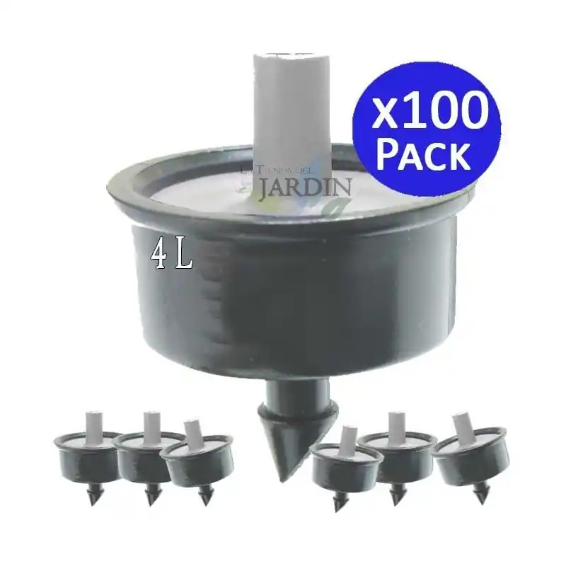 Premium Pack 100 Gotero Autocompensante Antidrenante 4 litros/hora. Gotero para riego agricola y jardineria