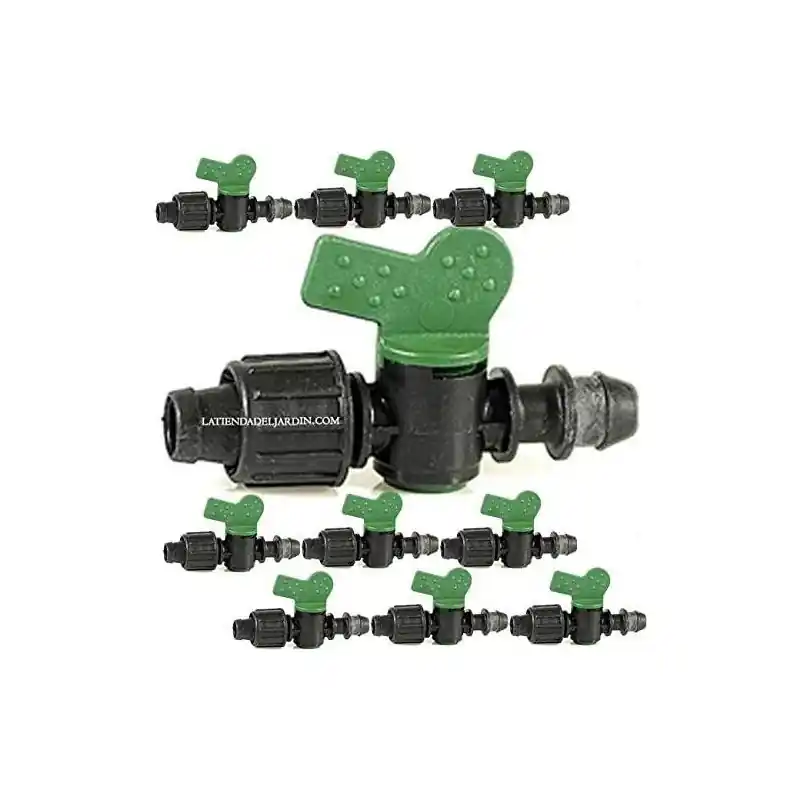 Pack 10 Llave de paso cinta de riego por goteo 16mm a toma, válvula derivación con junta, instalación directa Mejor Precio