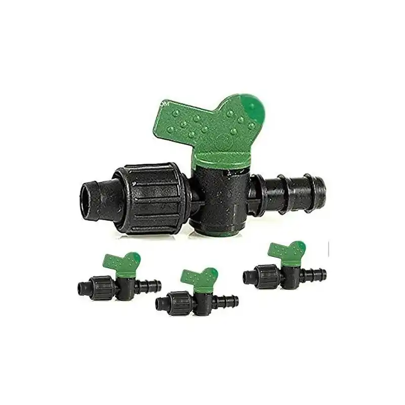 Máxima Calidad Pack 10 Llave de paso goteo 16mm a cinta de riego, válvula portagoma, conexión eficaz y fácil instalación