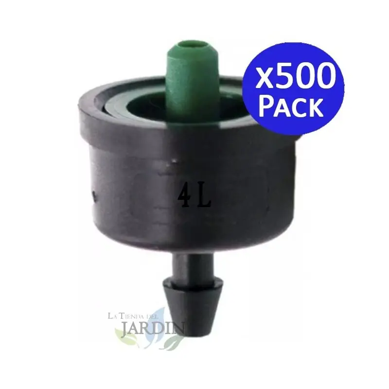 Pack 500 Gotero 4 litros para Riego agricola y jardineria. Gotero pinchado No Desmontable apto para microtubo Exclusivo