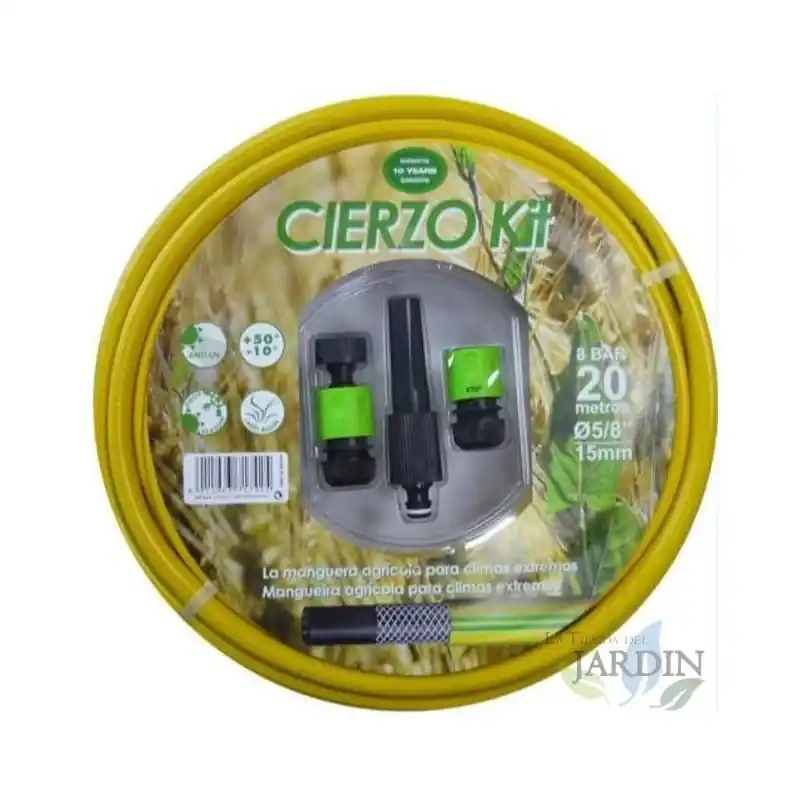 Kit Manguera Jardín Cierzo 19mm 3/4'' 20 metros + Accesorios | Manguera para Riego | Accesorios de Jardín Mejor Precio