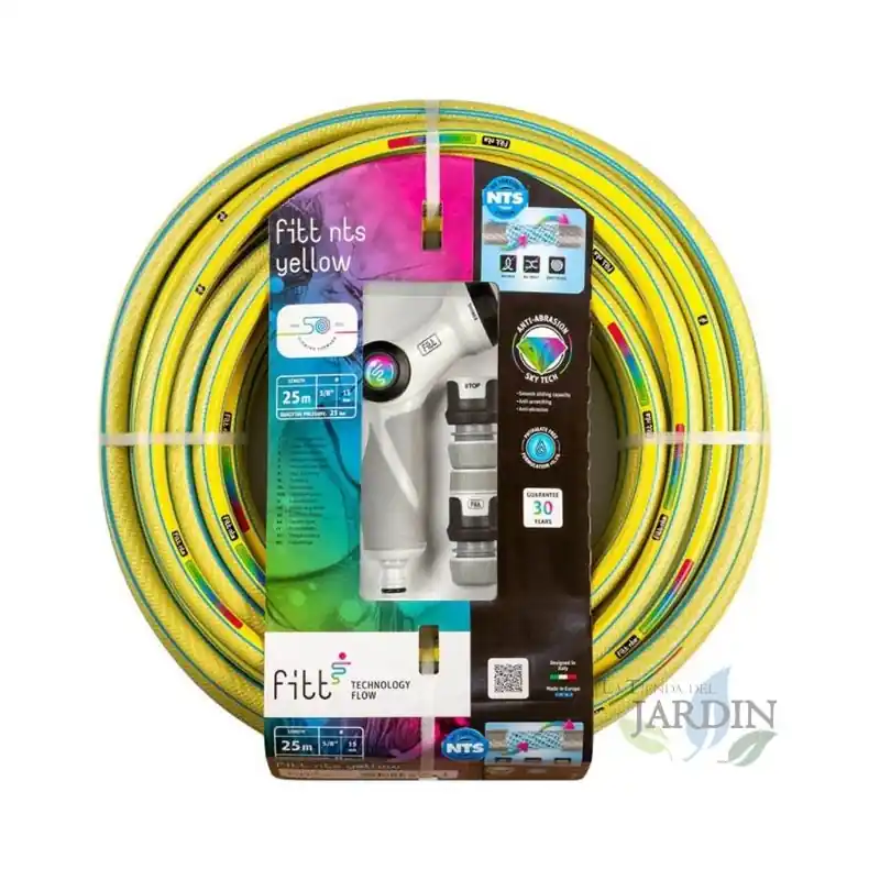 Más Vendido Kit Manguera de Jardín NTS Yellow 15mm, 25m con Pistola | Manguera de Jardín | Manguera de Riego
