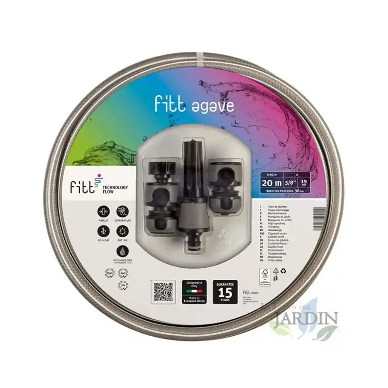 Precio Bajo Kit Manguera Jardín Agave 15mm 15m + Lanza y Accesorios | Riego Eficiente