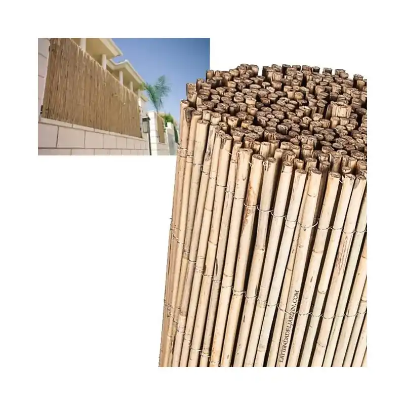 Promoción Exclusiva Valla de Cañizo Bambu 2x5 metros | Cañizo entero Jardin natural | Cerramiento de Bambu 95% Ocultación | Valla de Bambu